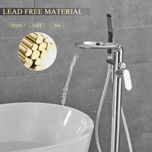 Load image into Gallery viewer, Free Standing Tub Faucet Floor Mount Freestanding Tub Faucets, Brass Stand Alone Tub Filler, Waterfall High Flow Bathtub Shower Mixer Tap - SHBT011
