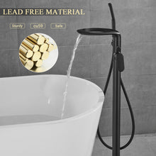 Load image into Gallery viewer, Free Standing Tub Faucet Floor Mount Freestanding Tub Faucets, Brass Stand Alone Tub Filler, Waterfall High Flow Bathtub Shower Mixer Tap - SHBT011
