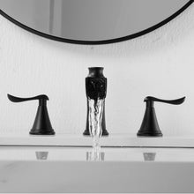 Load image into Gallery viewer, Matte Black Waterfall Bathroom Faucet for 3 Hole Sink 2-Handle 8 inch Widespread, 3JT8012MB
