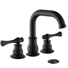 Load image into Gallery viewer, MYHB Black Bathroom Faucet 2-Handle 8 inch Widespread for 3 Hole Vanity Sink, Matte Black SH005H
