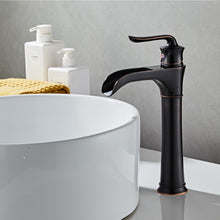 Load image into Gallery viewer, Farmhouse Waterfall Bathroom Faucet for Vessel Sink Single Hole Bowl Mixer Tap, MYHB Oil Rubbed Bronze SH8012H
